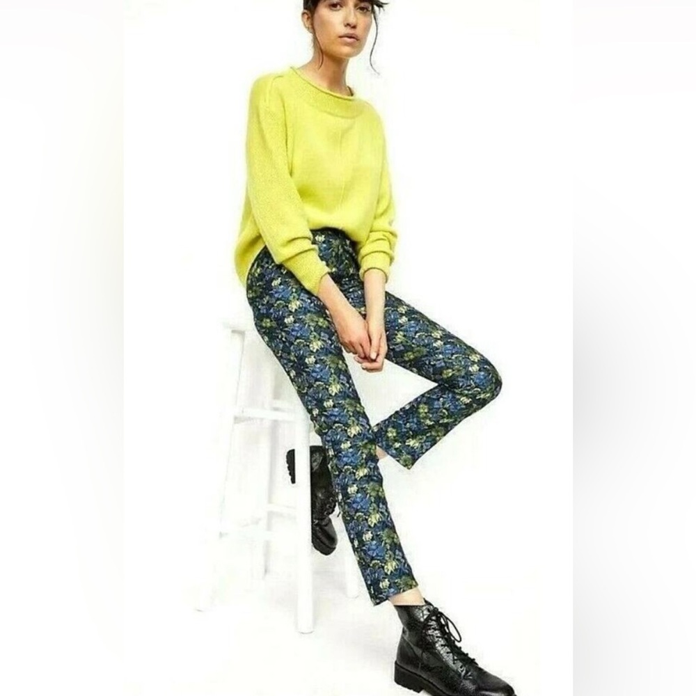 NWT Anthropologie Current Air floral jacquard pants